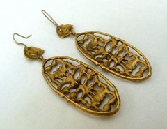 3 1/8″ LONG VSA || VIRGINS SAINTS & ANGELS SACRED HEART FLOWER FILIGREE EARRINGS