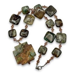 GREEN ONYX CROSS MEDALLION Necklace 86g Sterling Silver ABs Striking ~ Must C!