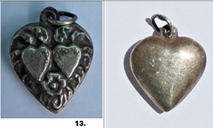 Vintage 1940s Sterling Silver Puffy Heart Charms WWII Sweetheart CHOOSE ONE