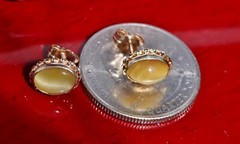 14k yellow gold stud earrings 2.30ct natural cat’s eye chrysoberyl 1.5gr
