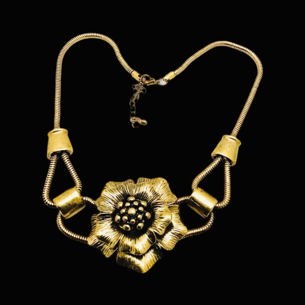 Floral Choker Necklace 17″ Botanical Garden Cottagecore Boho Chic Fairy Date VTG