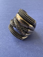 Vintage Signed BW .925 Sterling Silver & 14K Gold RARE Designer Ring