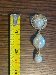 Signed Nolan Miller Triple Heart Pendant And Unsigned Dangle Faux Pearl Earrings
