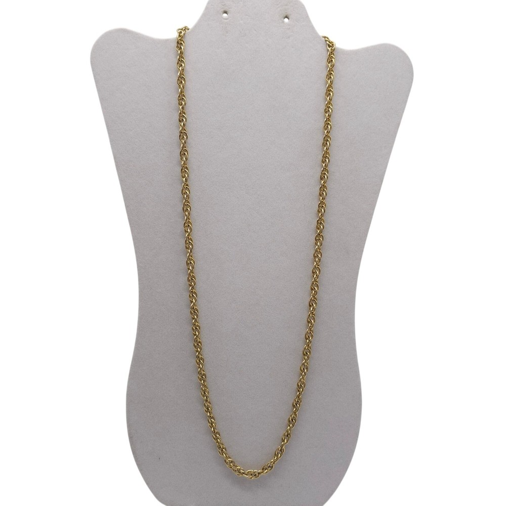 Whiting And Davis Gold Tone Rope Chain Necklace Long Statement Link Vintage 29in