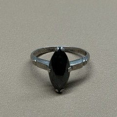 Vintage Sterling Silver Black Stone Ring Size 7.5 Signed (Po Ho Co)