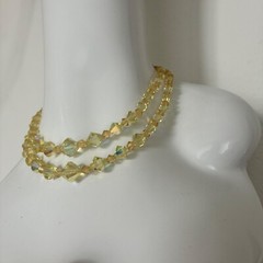 Vintage Yellow Aurora Borealis Crystal Necklace and Dangle Earrings Set
