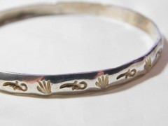 Vintage Mexico Sterling Silver Engraved Bangle Bracelet B595