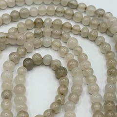 58 Inch Long Vintage White & Smoky Quartz Stone Bead Necklace