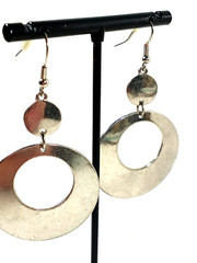 Vintage Preowned Silver Color Dangling Circles Wires Pierced Earrings