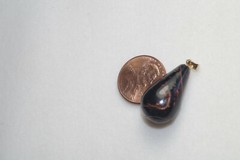Genuine Vintage 14K Carved 45MM Elongated Teardrop Black Coral Pendent