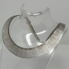 Vintage Sterling Silver 925 Italy Etched Fan Fringe Collar Necklace 15.5” 36.1g