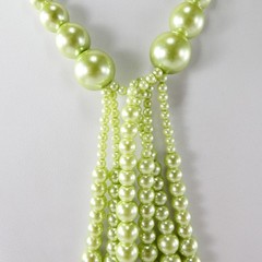 Pretty Mint Green Bead Drop Necklace Silver Tone Hardware Elegant Fashion Jewel