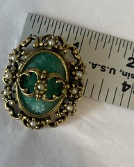 Judy Lee 1960’s “Spanish Moss” Brooch Victorian Revival Art Glass Faux Pearl 1.5