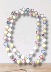 Picasso Glass Gold Swirl Knotted Pastel Bead Necklace No Clasp