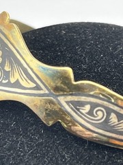 Vintage Sterling Silver 925 Niello Cuff Bracelet Signed Tarnished Gold Tone