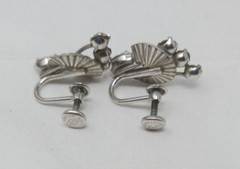 JMS 1/20th 12k GF White Gold ScrewBack Earrings Clear Rhinestones #G4