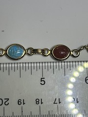 Vintage Gold-tone Equptian Revival Cabochon Scarab Link Bracelet