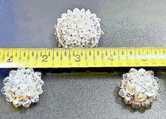 Vintage AB Crystal Beaded Expansion Bracelet – Clip Earrings – Brooch/Pin Set