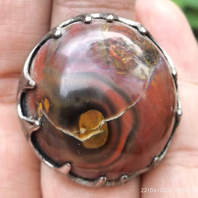 vintage ring agate fire blood stone rare antique gemstone indonesia dukun big