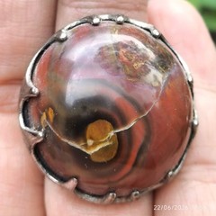 vintage ring agate fire blood stone rare antique gemstone indonesia dukun big