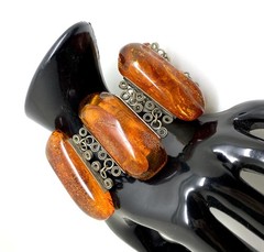 Alluring Amber Bracelet made from Rectangle shaped beads