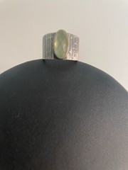 Vintage Sterling Silver Ring with light green prehnite stone