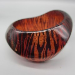 Vintage Lucite Bracelet Bangle Tiger Stripe Chunky Wide Asymmetrical