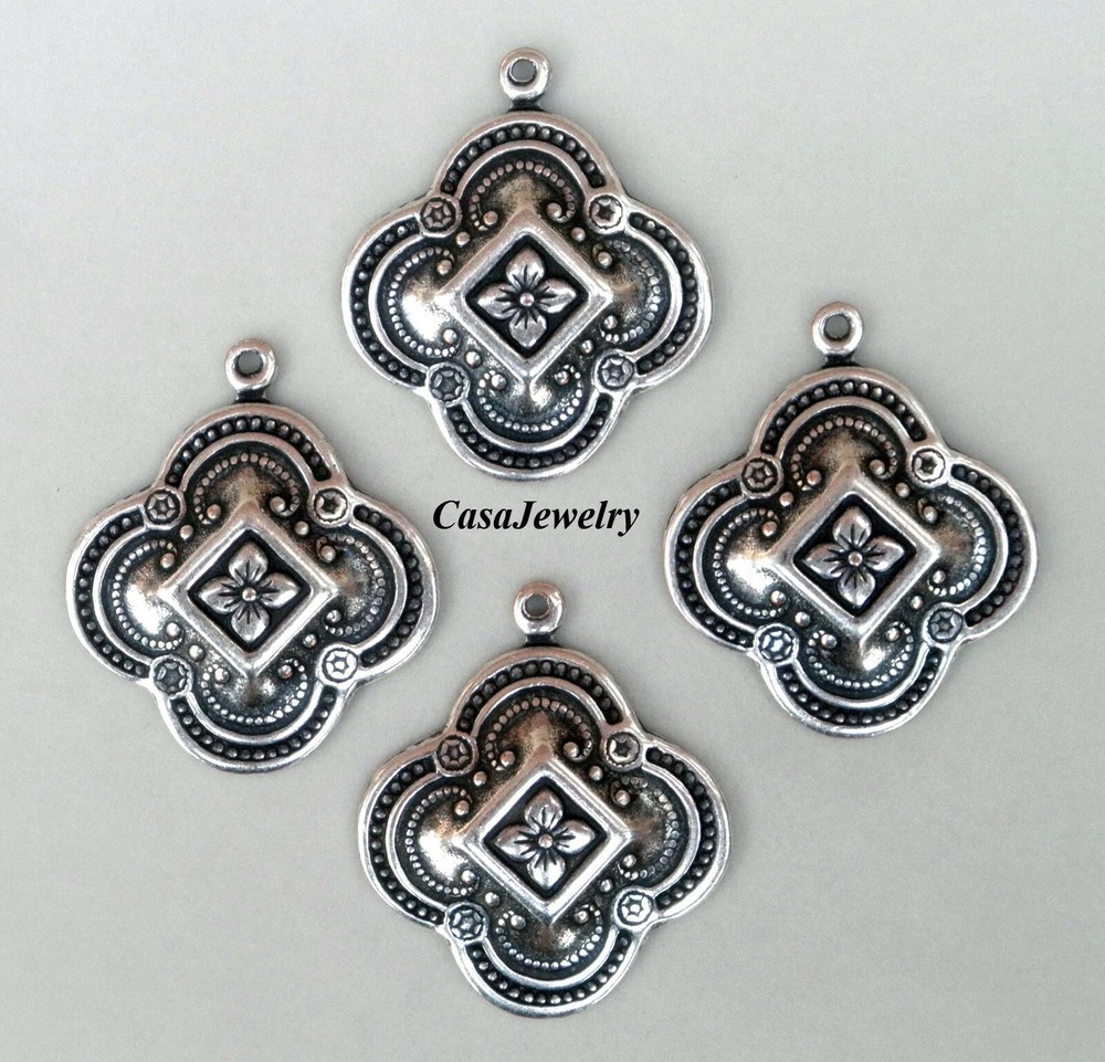 #0217 LARGE ANTIQUED STERLING SILVER PLATED CELTIC PENDANT/ER W/TOP RING – 4 Pcs