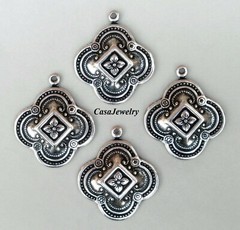 #0217 LARGE ANTIQUED STERLING SILVER PLATED CELTIC PENDANT/ER W/TOP RING – 4 Pcs