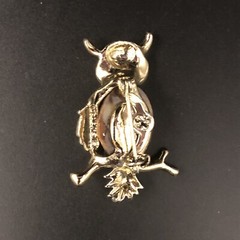 Vintage Gerrys Signed Stone Rhinestone Owl Bird Brooch Pin
