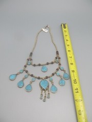 Vintage Statement Necklace Turquoise Color Tear Drop Beads Necklace