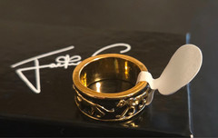 Vintage JACKIE COLLINS Gold-tone and Black Enamel Panther Statement Ring~Size 7