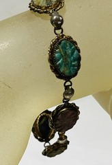 Vintage Sorrento 1/20 12k Gold-Filled Carved Stone Oval Link Bracelet Agate More