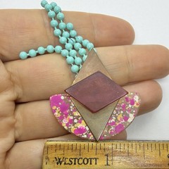 Vtg RARE 80s Post Modern Pop Art Pink Resin Blue Tassel Statement Earrings Post
