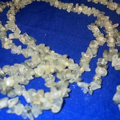 Prehnite Necklace Gemstones Green Chip Beads 56” Long Nuggets Strand-Estate Find