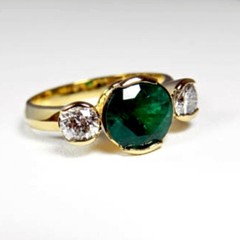 Art Deco 2.80Ct Natural Green Emerald Vintage Engagement Ring 14K Yellow Gold FN