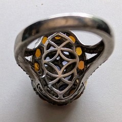 Sterling Silver Ethiopian Welo Opal & Iolite Cluster Ring With White Zircons