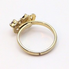 Vintage Double Heart Ring Gold Tone Purple Rhinestone Adjustable Love Retro