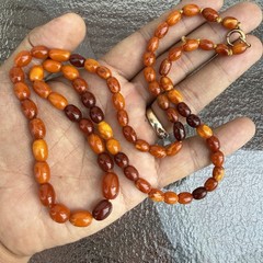 20 Grams Antique Old Natural Baltic Mutton Fat Amber Bead Necklace Jewelry