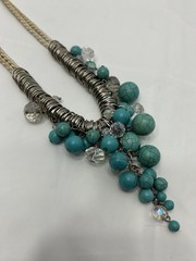 Vintage Beaded Necklace 20 In Costume Jewelry Blue Teal