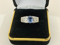 Tanzanite Diamond 14k. White Gold Vintage Ring size7