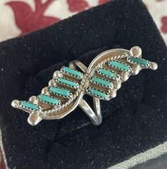 Vintage Native American Style Sterling Silver Turquoise Ring No Marks Size 5-1/4