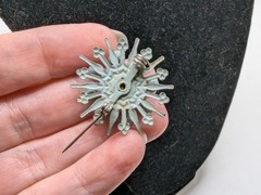 Vtg Blue Enamel With Blue Rhinestones Starburst Snowflake Brooch