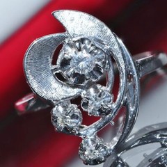 14k white gold 0.16ct diamond size 5.5 ring handmade 1920’s antique 4.0gr