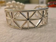 Lot Of 4 Vintage Cuff Bracelets Silver Tone & Faux Pearl