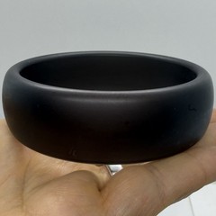 Vtg Matte Black Semi-Translucent Lucite Chunky Bangle Bracelet Round 8.5 in