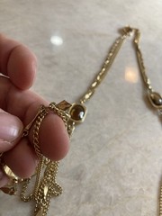 SARAH COVENTRY TRIPLE STRAND NECKLACE GOLD TONE CUT AMBER GLASS VTG 1950s