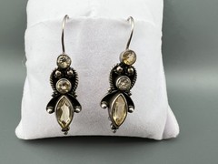 Vintage Earrings Sterling Silver 925 Citrine Anglesite Gemstone French Wire Hook