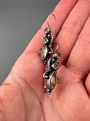 Vintage Earrings Sterling Silver 925 Citrine Anglesite Gemstone French Wire Hook