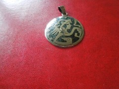 J5350 VTG MEXICO AZTEC PENDANT STERLING 925 SILVER 45 MM SEE DESCR